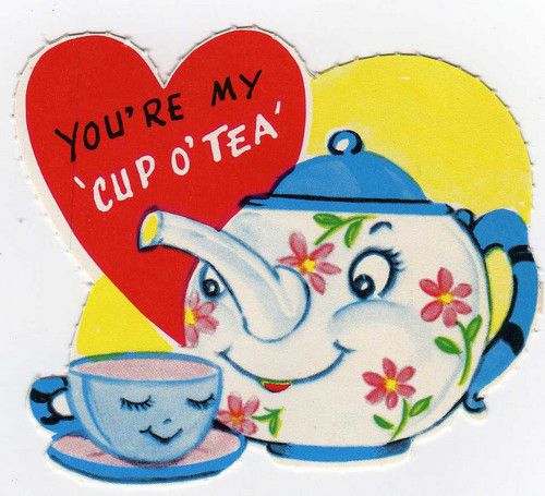 vintage v card teapot